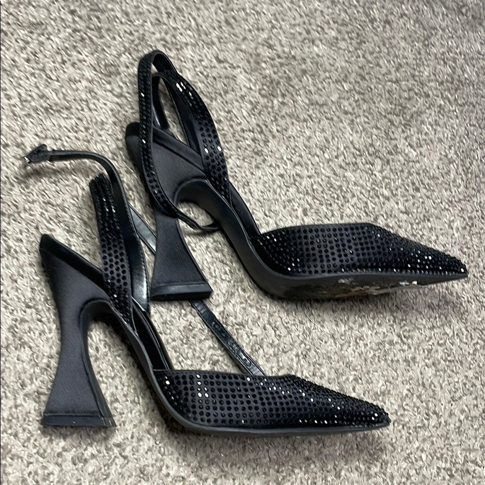 Steve Madden Jeweled Black Stiletto Heels with Ankle Straps